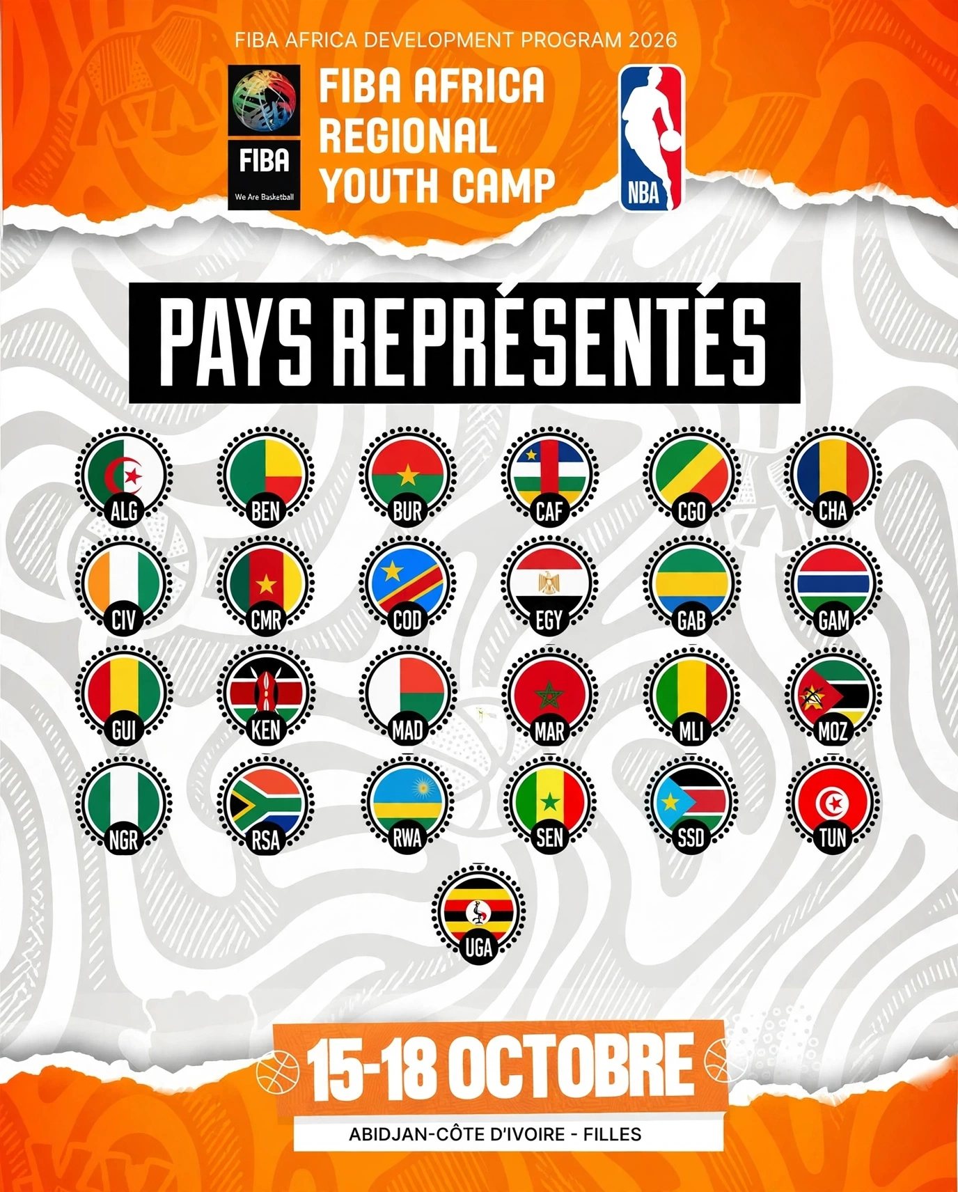 25 PAYS À ABIDJAN POUR LE YOUTH CAMP FÉMININ